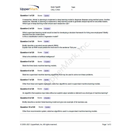 CAIA Level 2 UpperMark - Constructed Response Questions with Answers